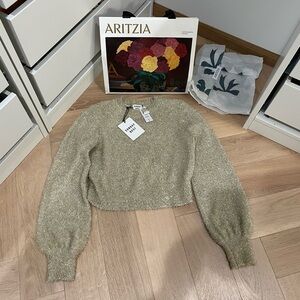 NWT Aritzia Sunday Best Kitten Sweater  Espace/Gold in XS